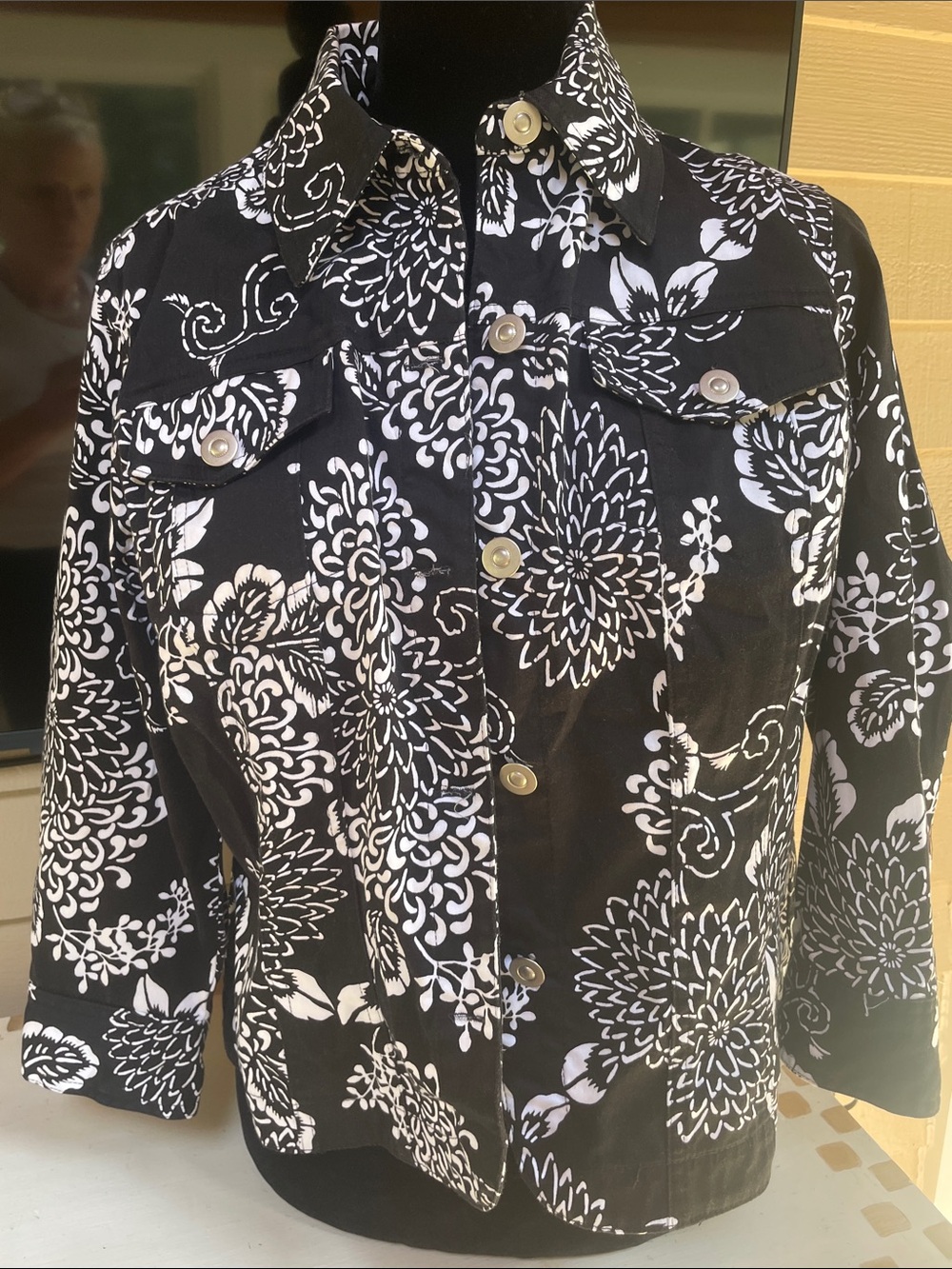 Ruby Rd. Black & White Floral Jacket